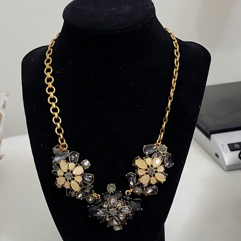 J. Crew goldtone glass and crystal necklace